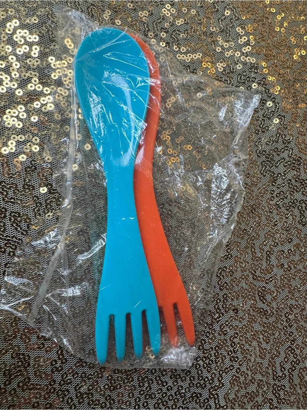 Plastic Sporks - Set of 2 Blue and Orange